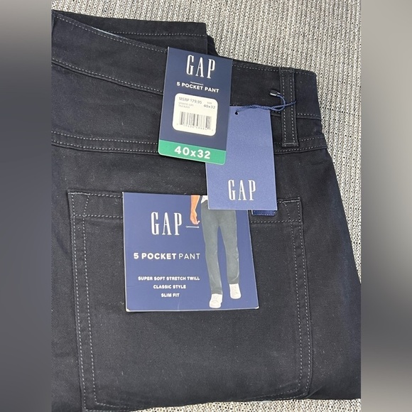 B8.5 NWT GAP Super Soft Stretch Twill 5 Pocket Slim Fit Pant 40x32 True Black - Picture 3 of 4